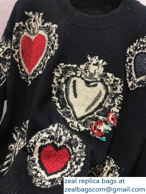 Dolce  &  Gabbana Heart Sweater Black 2018